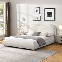 Load image into Gallery viewer, Upholstered Platform Bed Frame With Curved Headboard