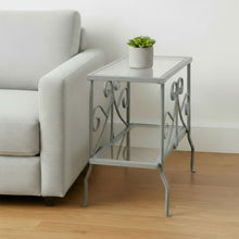 Load image into Gallery viewer, 22" Metal And Tempe Glass End Table With Shelf - Silver And Clear