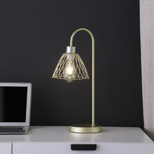Load image into Gallery viewer, Bedside Table Lamp With Gold Cage Shade - Gold