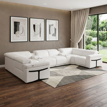 Load image into Gallery viewer, Italian Leather Modular U Shaped 8 Piece Corner Sectional With Console - White