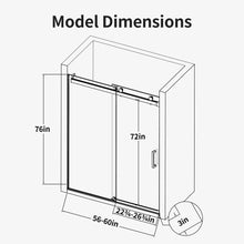 Load image into Gallery viewer, Frameless Single Sliding Soft Close Shower Doors, 3 / 8" Tempered Glass Reversible Installatio