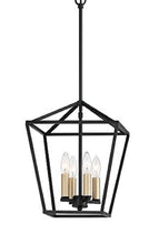 Load image into Gallery viewer, Kitchen Island Four Light Metal Dimmable Chandelier With Shades - Black / Gold
