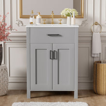 Load image into Gallery viewer, Bathroom Vanity With Ceramic Sink, Soft Close Doors, Flip Drawer, Double Layer Door Shelves