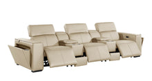 Load image into Gallery viewer, Top Grain Leather Reclining Metal USB Sofa (720393) - Beige