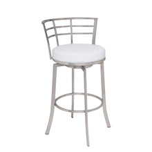 Load image into Gallery viewer, 35" Faux Leather Swivel Low Back Counter Height Bar Chair - White / Silver