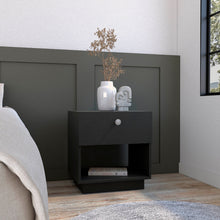 Load image into Gallery viewer, 20" One Drawer Faux Wood Nightstand - Black