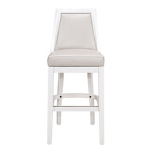 Load image into Gallery viewer, Faux Leather And Solid Wood Bar Height Swivel Bar Chair - Pearl Silver And White