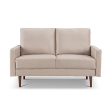 Load image into Gallery viewer, Brown Velvet Loveseat - Beige / Dark