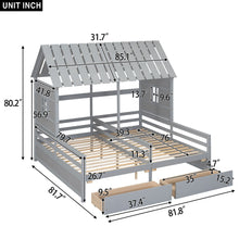 Load image into Gallery viewer, House Platform Beds With 2 Drawers, Side By Side Design