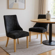 Load image into Gallery viewer, Tufted Stainless Steel Dining Side Chairs (Set of 2) - Black / Gold