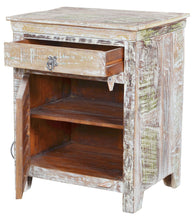Load image into Gallery viewer, 30" One Drawer Shutter Solid Wood Nightstand - Distressed White