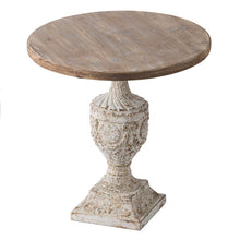 Load image into Gallery viewer, Antique Round Wood Table - Antique White / Gray