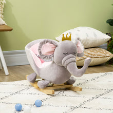 Load image into Gallery viewer, Qaba - Baby Rocking Horse Elephant Rocking Chair Toddler Rocker Toy With Sound Wooden Base Seat Safety Belt For 1.5-3 Year Old - Gray