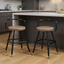 Load image into Gallery viewer, 24" Modern Steel Low Back Counter Height Bar Chairs (Set of 2) - Black