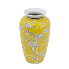 Load image into Gallery viewer, Floral Porcelain Urn Table Vase - White / Yellow