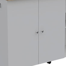 Load image into Gallery viewer, Wood Flat Door Rolling Kitchen Island Set With Storage - Oak / White
