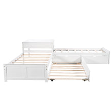 Load image into Gallery viewer, L Shaped Platform Bed With Trundle And Drawers Linked With Built In Desk