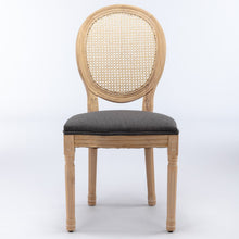 Load image into Gallery viewer, French Style Solid Wood Frame Antique Painting Fabric Rattan Back Dining Chair (Set of 2)