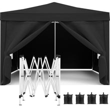 Load image into Gallery viewer, 10'X10' Folding Canopy With 4 Removable Sidewalls Outdoor Event Shelter UPF 50+ Gazebo Portable Tents For Parties Beach Camping Wedding Ez Pop Up Canopy 4 Pieces Weight Bag + Carry Bag