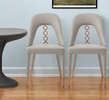 Load image into Gallery viewer, Faux Leather Dining Side Chairs With Rose Accents (Set of 2) - Light Gray