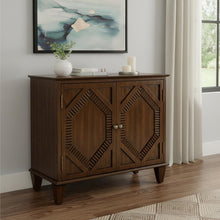 Load image into Gallery viewer, Wood Carved Geometric Accent Cabinet With Two Doors - Brown