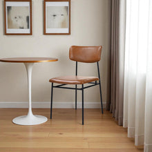 Load image into Gallery viewer, Upholstered Leather Open Back Dining Side Chair - Brown / Black