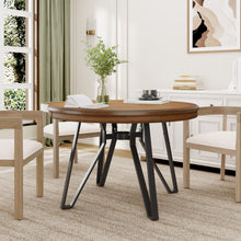 Load image into Gallery viewer, Mid Century Modern Round Dining Table With Metal Legs And Open Shelf