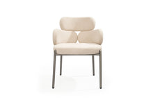 Load image into Gallery viewer, Gunmetal Boucle Steel Dining Arm Chair - Beige