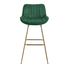 Load image into Gallery viewer, Velvet And Metal Swivel Low Back Bar Height Bar Chairs (Set of 2) - Green And Gold
