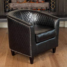 Load image into Gallery viewer, Faux Leather Club Chair With Nailhead Trim - Black