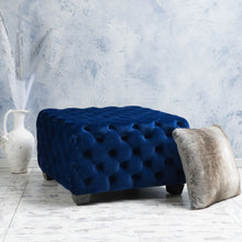 Load image into Gallery viewer, Modern Glam Ottoman With Velvet Upholstery And Button Tufted Design