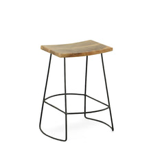 Load image into Gallery viewer, 25" Steel Backless Counter Height Bar Chairs (Set of 2) - Natural And Black