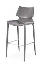 Load image into Gallery viewer, Faux Leather And Steel Low Back Bar Height Bar Chairs (Set of 2) - Gray