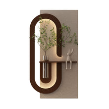 Load image into Gallery viewer, Adjustable LED Sandstone Wall Decor With Simulated Plants 3D Art Sculpture, Glass Vase & Rabbit Statue, Remote Control - Light Coffee