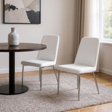 Load image into Gallery viewer, Upholstered Faux Leather Dining Room Side Chairs (Set of 2) - White