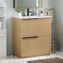 Load image into Gallery viewer, Fluted Bathroom Vanity With Ceramic Sink, Soft Close Slides
