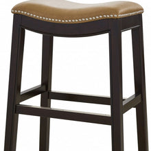 Load image into Gallery viewer, Solid Wood Backless Bar Height Bar Chair - Tan / Espresso