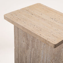 Load image into Gallery viewer, Marble Pedestal End Table - Beige