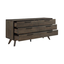 Load image into Gallery viewer, Six Drawer Wooden Double Dresser - Dark Brown