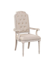 Load image into Gallery viewer, Tufted And Upholstered Fabric And Solid Wood Dining Arm Chairs (Set of 2) - Antiqued White