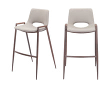 Load image into Gallery viewer, Steel Low Back Bar Height Bar Chairs (Set of 2) - Beige And Brown