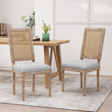 Load image into Gallery viewer, French Country Dining Chair With Rectangular Cane Backrest And Smooth Upholstered Seating