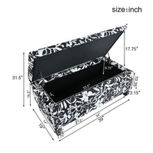 Load image into Gallery viewer, Luxury Storage Ottoman With Floral Patterned Fabric, Soft-Close Hinges, Multi Functional