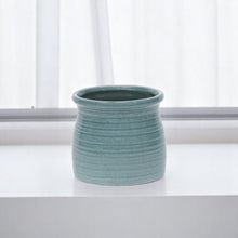 Load image into Gallery viewer, Striped Round Pot Planter (487412) - Celadon