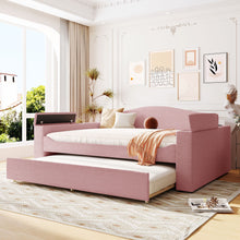 Load image into Gallery viewer, Upholstered Daybed With Storage Armrests, Trundle And Latest Integrated tooth Audio System