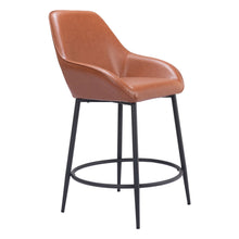 Load image into Gallery viewer, 25" Faux Leather And Steel Counter Height Bar Chairs (Set of 2) - Brown And Black