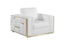 Load image into Gallery viewer, Top Grain Leather Club Chair - White And Gold