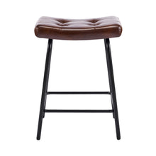 Load image into Gallery viewer, Faux Leather Metal Counter Height Bar Chairs (Set of 3) - Brown / Black