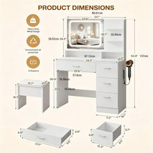 Load image into Gallery viewer, Vanity With LED Mirror And Storage Drawers For Bedrooms - Cream White