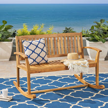 Load image into Gallery viewer, Outdoor Rocking Loveseat With Acacia Wood Frame - Natural